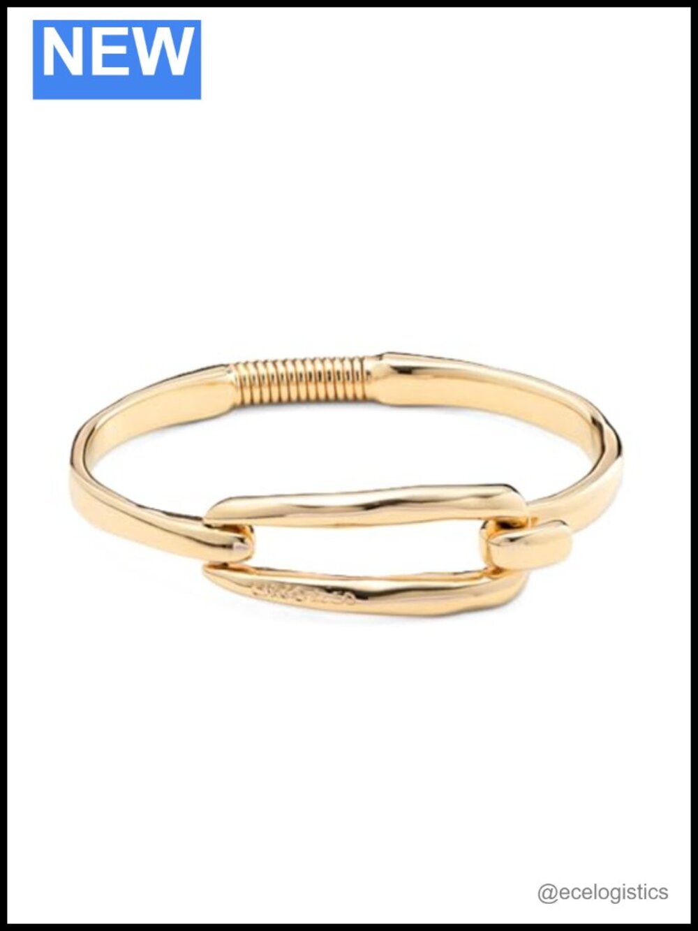 18K Gold-Plated Rigid Link Bracelet with Link-Shaped Clasp